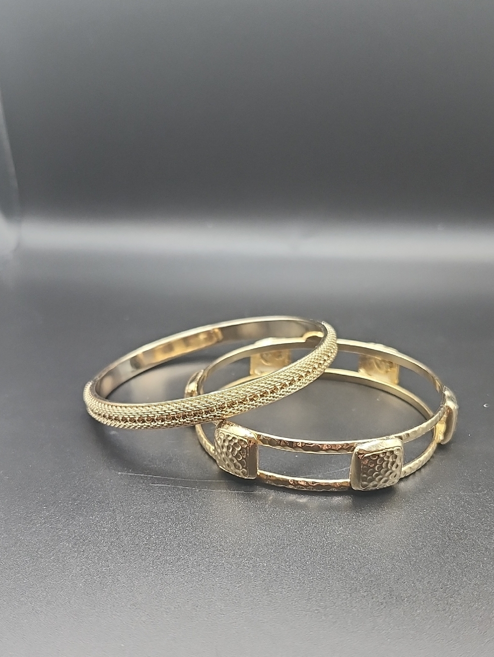 Elegant Gold-Tone Women’s Bracelet Set - Textured & Hammered Designs